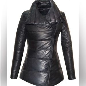 Lamb Leather Puffer Jacket